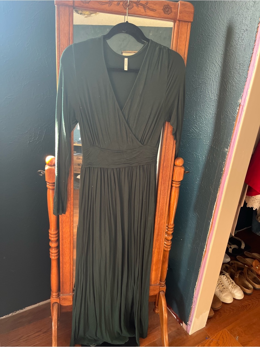 Evergreen Long Sleeve Wrap Maxi Dress